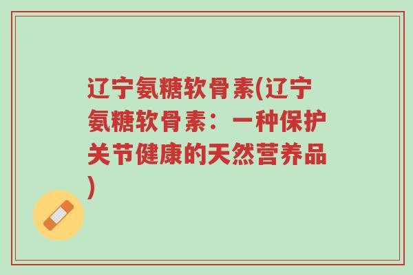 辽宁氨糖软骨素(辽宁氨糖软骨素：一种保护关节健康的天然营养品)-第1张图片-超越
