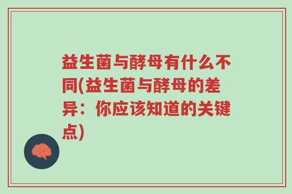 益生菌与酵母有什么不同(益生菌与酵母的差异:你应该知道的关键点)-第1张图片-超越 益生菌与酵母有什么不同(益生菌与酵母的差异:你应该知道的关键点)-第1张图片-超越