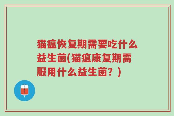 猫瘟恢复期需要吃什么益生菌(猫瘟康复期需服用什么益生菌?)-第1张图片-超越 猫瘟恢复期需要吃什么益生菌(猫瘟康复期需服用什么益生菌?)-第1张图片-超越