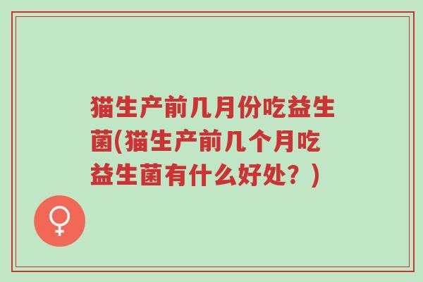 猫生产前几月份吃益生菌(猫生产前几个月吃益生菌有什么好处?)-第1张图片-超越 猫生产前几月份吃益生菌(猫生产前几个月吃益生菌有什么好处?)-第1张图片-超越