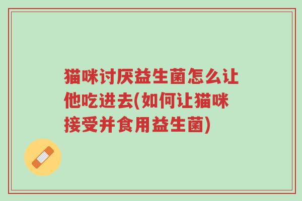 猫咪讨厌益生菌怎么让他吃进去(如何让猫咪接受并食用益生菌)-第1张图片-超越 猫咪讨厌益生菌怎么让他吃进去(如何让猫咪接受并食用益生菌)-第1张图片-超越
