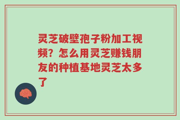 灵芝破壁孢子粉加工视频?怎么用灵芝赚钱朋友的种植基地灵芝太多了-第1张图片-超越 灵芝破壁孢子粉加工视频?怎么用灵芝赚钱朋友的种植基地灵芝太多了-第1张图片-超越