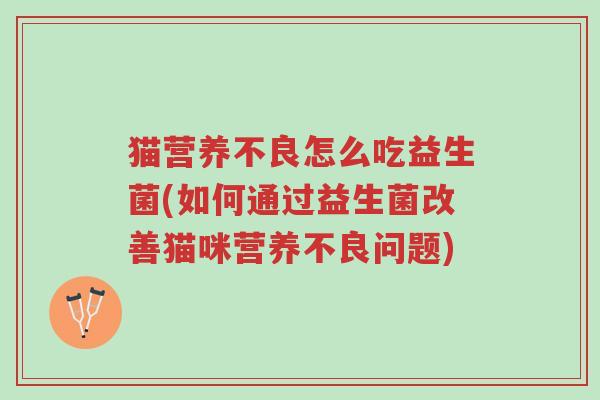 猫营养不良怎么吃益生菌(如何通过益生菌改善猫咪营养不良问题)-第1张图片-超越 猫营养不良怎么吃益生菌(如何通过益生菌改善猫咪营养不良问题)-第1张图片-超越