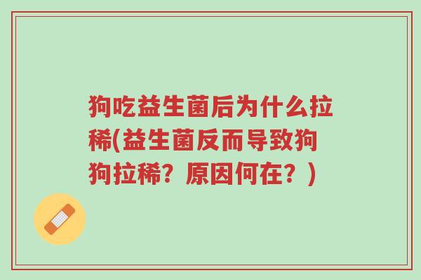 狗吃益生菌后为什么拉稀(益生菌反而导致狗狗拉稀?原因何在?)-第1张图片-超越 狗吃益生菌后为什么拉稀(益生菌反而导致狗狗拉稀?原因何在?)-第1张图片-超越