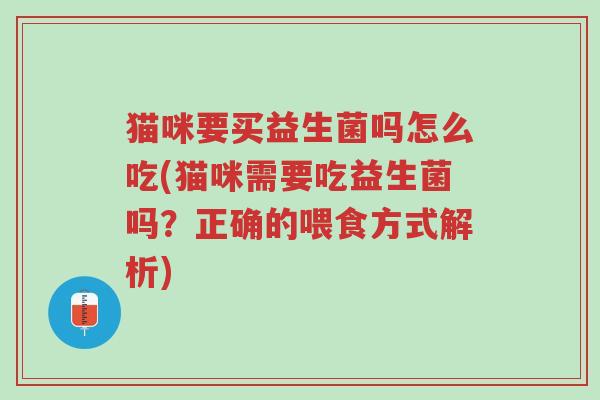 猫咪要买益生菌吗怎么吃(猫咪需要吃益生菌吗?正确的喂食方式解析)-第1张图片-超越 猫咪要买益生菌吗怎么吃(猫咪需要吃益生菌吗?正确的喂食方式解析)-第1张图片-超越