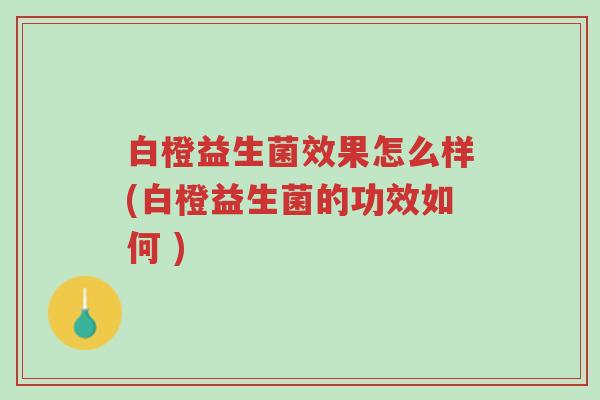 白橙益生菌效果怎么样(白橙益生菌的功效如何 )-第1张图片-超越 白橙益生菌效果怎么样(白橙益生菌的功效如何 )-第1张图片-超越