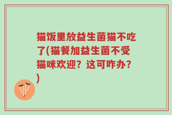 猫饭里放益生菌猫不吃了(猫餐加益生菌不受猫咪欢迎?这可咋办?)-第1张图片-超越 猫饭里放益生菌猫不吃了(猫餐加益生菌不受猫咪欢迎?这可咋办?)-第1张图片-超越