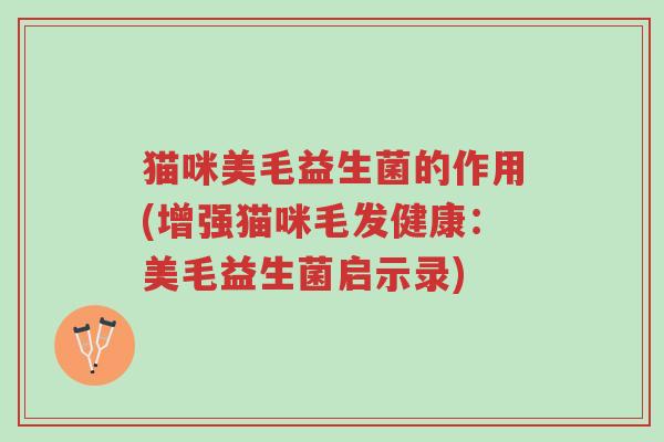 猫咪美毛益生菌的作用(增强猫咪毛发健康:美毛益生菌启示录)-第1张图片-超越 猫咪美毛益生菌的作用(增强猫咪毛发健康:美毛益生菌启示录)-第1张图片-超越