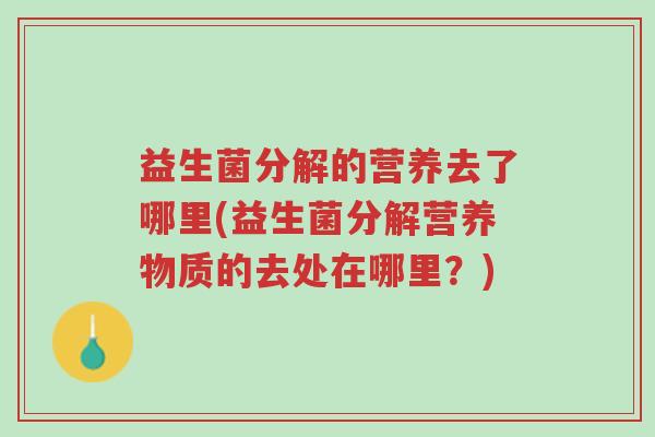 益生菌分解的营养去了哪里(益生菌分解营养物质的去处在哪里?)-第1张图片-超越 益生菌分解的营养去了哪里(益生菌分解营养物质的去处在哪里?)-第1张图片-超越