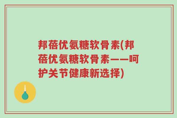 邦蓓优氨糖软骨素(邦蓓优氨糖软骨素——呵护关节健康新选择)-第1张图片-超越 邦蓓优氨糖软骨素(邦蓓优氨糖软骨素——呵护关节健康新选择)-第1张图片-超越