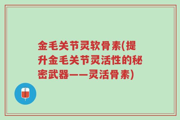 金毛关节灵软骨素(提升金毛关节灵活性的秘密武器——灵活骨素)-第1张图片-超越 金毛关节灵软骨素(提升金毛关节灵活性的秘密武器——灵活骨素)-第1张图片-超越