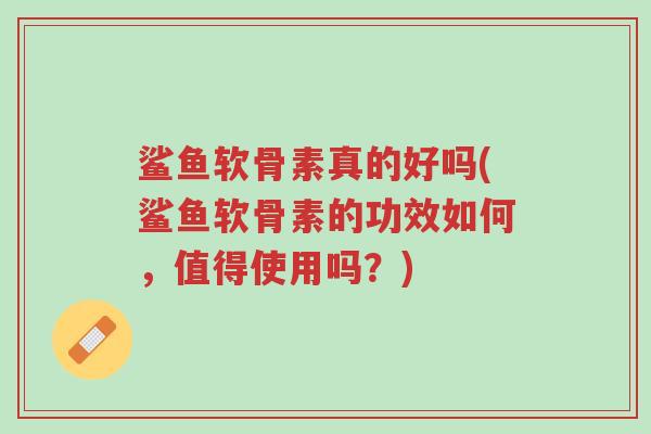 鲨鱼软骨素真的好吗(鲨鱼软骨素的功效如何,值得使用吗?)-第1张图片-超越 鲨鱼软骨素真的好吗(鲨鱼软骨素的功效如何,值得使用吗?)-第1张图片-超越
