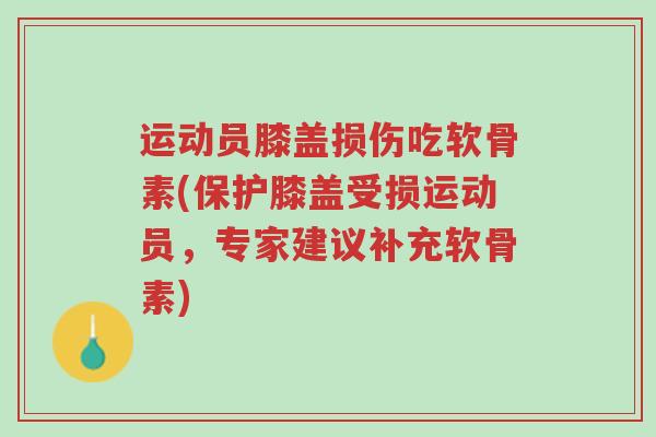 运动员膝盖损伤吃软骨素(保护膝盖受损运动员,专家建议补充软骨素)-第1张图片-超越 运动员膝盖损伤吃软骨素(保护膝盖受损运动员,专家建议补充软骨素)-第1张图片-超越