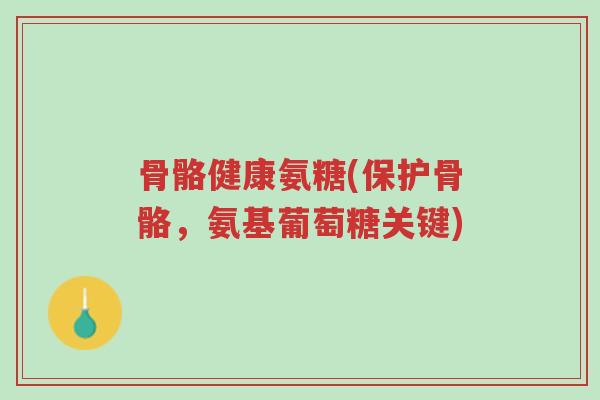 骨骼健康氨糖(保护骨骼,氨基葡萄糖关键)-第1张图片-超越 骨骼健康氨糖(保护骨骼,氨基葡萄糖关键)-第1张图片-超越