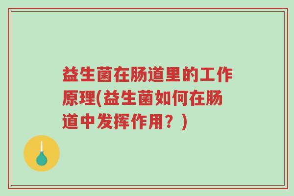 益生菌在肠道里的工作原理(益生菌如何在肠道中发挥作用?)-第1张图片-超越 益生菌在肠道里的工作原理(益生菌如何在肠道中发挥作用?)-第1张图片-超越
