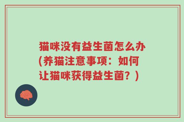 猫咪没有益生菌怎么办(养猫注意事项:如何让猫咪获得益生菌?)-第1张图片-超越 猫咪没有益生菌怎么办(养猫注意事项:如何让猫咪获得益生菌?)-第1张图片-超越