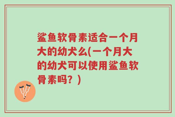 鲨鱼软骨素适合一个月大的幼犬么(一个月大的幼犬可以使用鲨鱼软骨素吗?)-第1张图片-超越 鲨鱼软骨素适合一个月大的幼犬么(一个月大的幼犬可以使用鲨鱼软骨素吗?)-第1张图片-超越