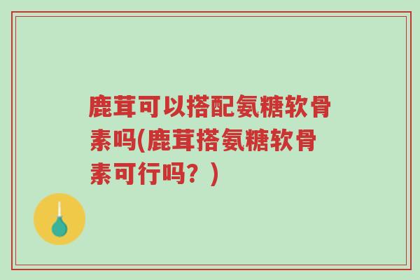 鹿茸可以搭配氨糖软骨素吗(鹿茸搭氨糖软骨素可行吗?)-第1张图片-超越 鹿茸可以搭配氨糖软骨素吗(鹿茸搭氨糖软骨素可行吗?)-第1张图片-超越