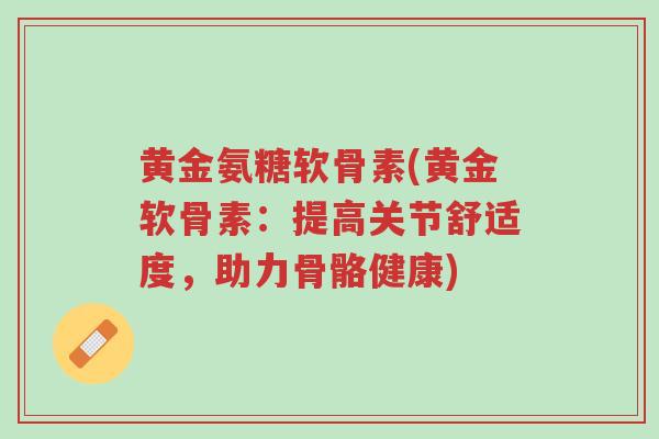 黄金氨糖软骨素(黄金软骨素：提高关节舒适度，助力骨骼健康)-第1张图片-超越