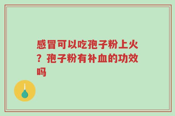 感冒可以吃孢子粉上火?孢子粉有补血的功效吗-第1张图片-超越 感冒可以吃孢子粉上火?孢子粉有补血的功效吗-第1张图片-超越