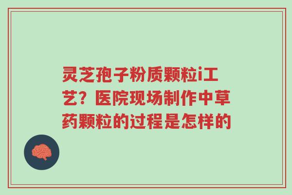 灵芝孢子粉质颗粒i工艺?医院现场制作中草药颗粒的过程是怎样的-第1张图片-超越 灵芝孢子粉质颗粒i工艺?医院现场制作中草药颗粒的过程是怎样的-第1张图片-超越