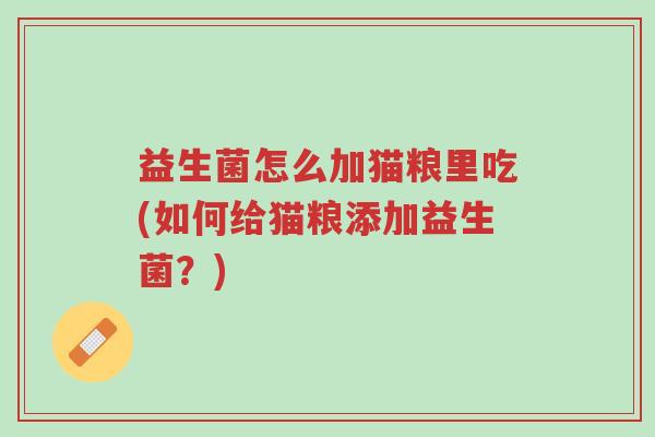 益生菌怎么加猫粮里吃(如何给猫粮添加益生菌?)-第1张图片-超越 益生菌怎么加猫粮里吃(如何给猫粮添加益生菌?)-第1张图片-超越