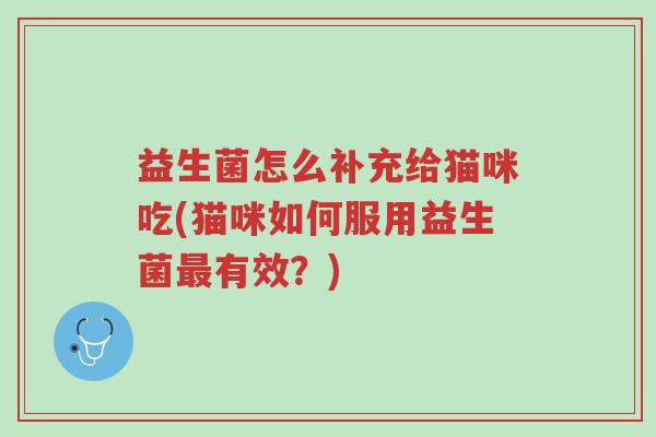益生菌怎么补充给猫咪吃(猫咪如何服用益生菌最有效?)-第1张图片-超越 益生菌怎么补充给猫咪吃(猫咪如何服用益生菌最有效?)-第1张图片-超越