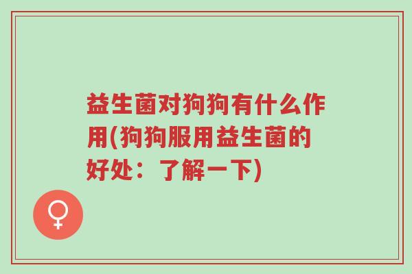 益生菌对狗狗有什么作用(狗狗服用益生菌的好处:了解一下)-第1张图片-超越 益生菌对狗狗有什么作用(狗狗服用益生菌的好处:了解一下)-第1张图片-超越
