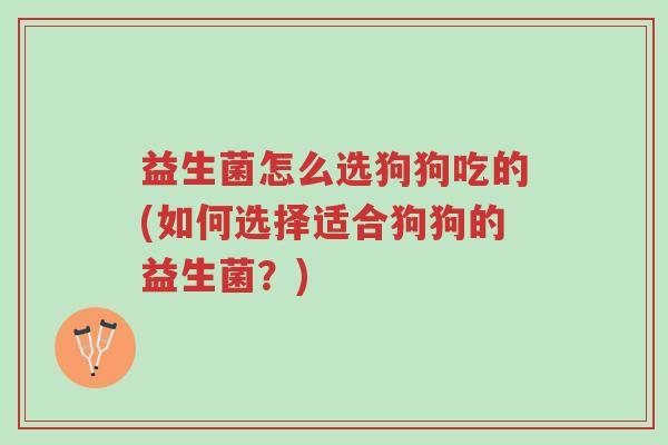 益生菌怎么选狗狗吃的(如何选择适合狗狗的益生菌？)-第1张图片-超越