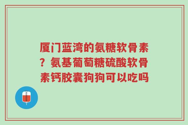 厦门蓝湾的氨糖软骨素?氨基葡萄糖硫酸软骨素钙胶囊狗狗可以吃吗-第1张图片-超越 厦门蓝湾的氨糖软骨素?氨基葡萄糖硫酸软骨素钙胶囊狗狗可以吃吗-第1张图片-超越