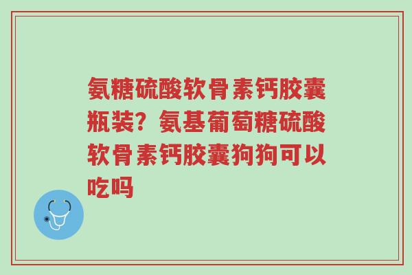 氨糖硫酸软骨素钙胶囊瓶装?氨基葡萄糖硫酸软骨素钙胶囊狗狗可以吃吗-第1张图片-超越 氨糖硫酸软骨素钙胶囊瓶装?氨基葡萄糖硫酸软骨素钙胶囊狗狗可以吃吗-第1张图片-超越