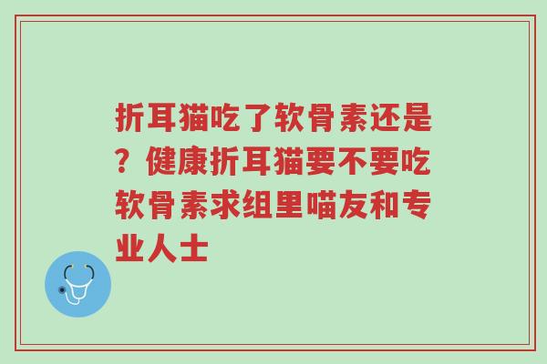 折耳猫吃了软骨素还是?健康折耳猫要不要吃软骨素求组里喵友和专业人士-第1张图片-超越 折耳猫吃了软骨素还是?健康折耳猫要不要吃软骨素求组里喵友和专业人士-第1张图片-超越