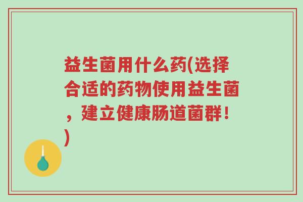 益生菌用什么药(选择合适的药物使用益生菌,建立健康肠道菌群!)-第1张图片-超越 益生菌用什么药(选择合适的药物使用益生菌,建立健康肠道菌群!)-第1张图片-超越