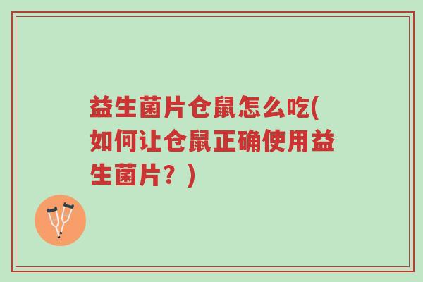 益生菌片仓鼠怎么吃(如何让仓鼠正确使用益生菌片?)-第1张图片-超越 益生菌片仓鼠怎么吃(如何让仓鼠正确使用益生菌片?)-第1张图片-超越