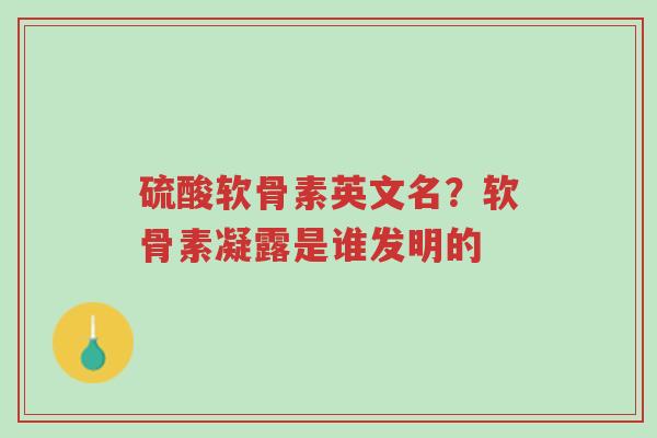 硫酸软骨素英文名?软骨素凝露是谁发明的-第1张图片-超越 硫酸软骨素英文名?软骨素凝露是谁发明的-第1张图片-超越