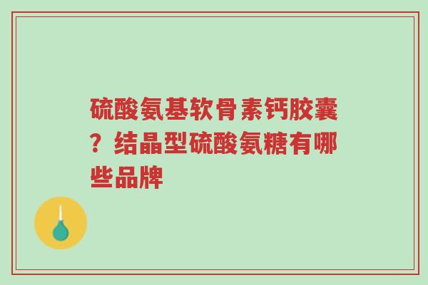 硫酸氨基软骨素钙胶囊?结晶型硫酸氨糖有哪些品牌-第1张图片-超越 硫酸氨基软骨素钙胶囊?结晶型硫酸氨糖有哪些品牌-第1张图片-超越