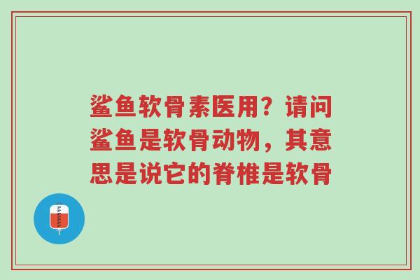 鲨鱼软骨素医用?请问鲨鱼是软骨动物,其意思是说它的脊椎是软骨-第1张图片-超越 鲨鱼软骨素医用?请问鲨鱼是软骨动物,其意思是说它的脊椎是软骨-第1张图片-超越