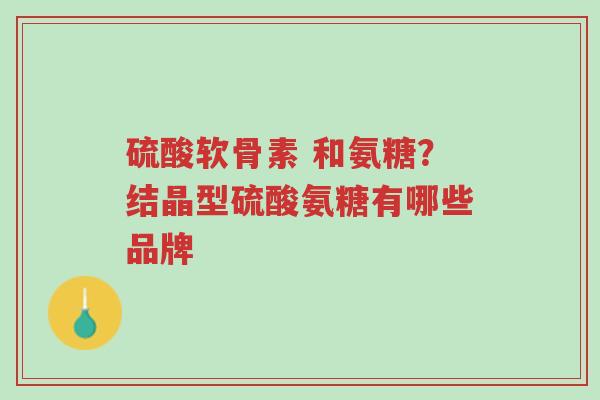 硫酸软骨素 和氨糖?结晶型硫酸氨糖有哪些品牌-第1张图片-超越 硫酸软骨素 和氨糖?结晶型硫酸氨糖有哪些品牌-第1张图片-超越