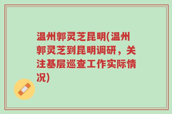 温州郭灵芝昆明(温州郭灵芝到昆明调研,关注基层巡查工作实际情况)-第1张图片-超越 温州郭灵芝昆明(温州郭灵芝到昆明调研,关注基层巡查工作实际情况)-第1张图片-超越