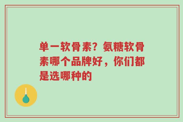 单一软骨素?氨糖软骨素哪个品牌好,你们都是选哪种的-第1张图片-超越 单一软骨素?氨糖软骨素哪个品牌好,你们都是选哪种的-第1张图片-超越
