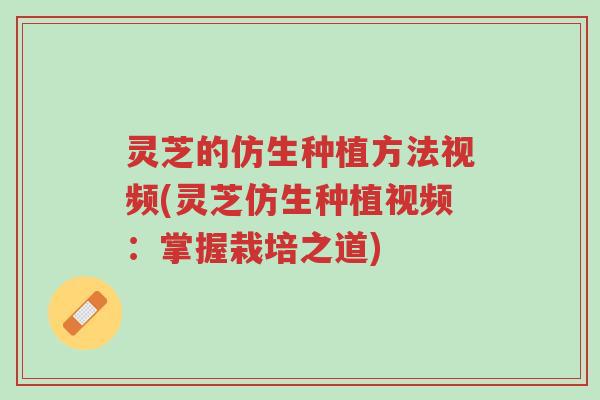 灵芝的仿生种植方法视频(灵芝仿生种植视频:掌握栽培之道)-第1张图片-超越 灵芝的仿生种植方法视频(灵芝仿生种植视频:掌握栽培之道)-第1张图片-超越