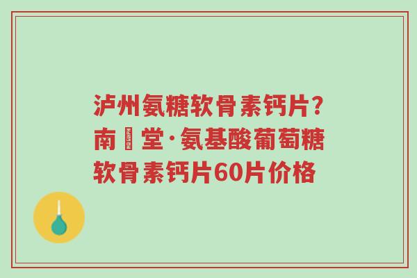 泸州氨糖软骨素钙片？南雲堂·氨基酸葡萄糖软骨素钙片60片价格-第1张图片-超越