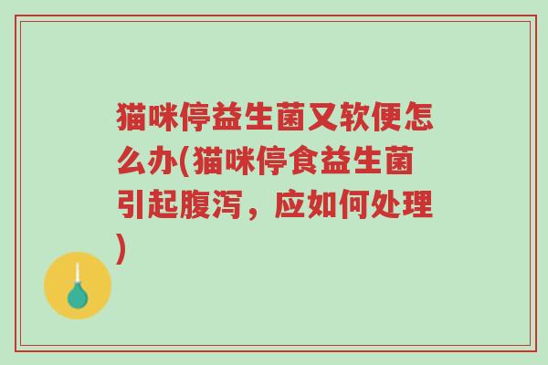 猫咪停益生菌又软便怎么办(猫咪停食益生菌引起腹泻，应如何处理)-第1张图片-超越
