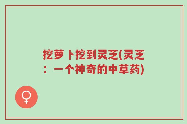 挖萝卜挖到灵芝(灵芝:一个神奇的中草药)-第1张图片-超越 挖萝卜挖到灵芝(灵芝:一个神奇的中草药)-第1张图片-超越