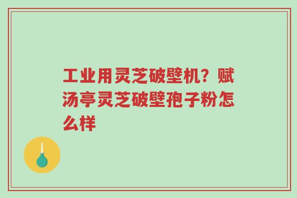 工业用灵芝破壁机?赋汤亭灵芝破壁孢子粉怎么样-第1张图片-超越 工业用灵芝破壁机?赋汤亭灵芝破壁孢子粉怎么样-第1张图片-超越