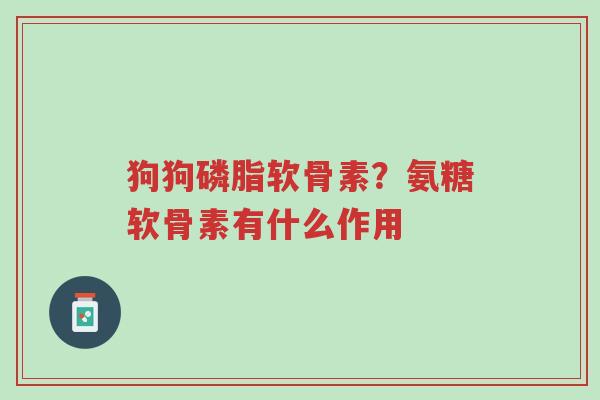 狗狗磷脂软骨素?氨糖软骨素有什么作用-第1张图片-超越 狗狗磷脂软骨素?氨糖软骨素有什么作用-第1张图片-超越
