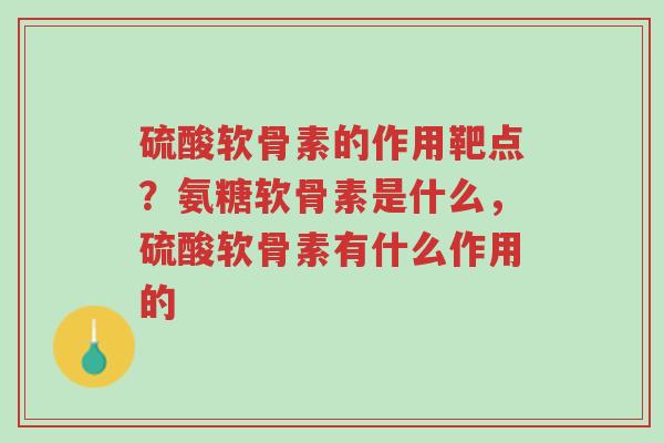 硫酸软骨素的作用靶点?氨糖软骨素是什么,硫酸软骨素有什么作用的-第1张图片-超越 硫酸软骨素的作用靶点?氨糖软骨素是什么,硫酸软骨素有什么作用的-第1张图片-超越