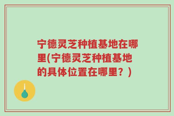 宁德灵芝种植基地在哪里(宁德灵芝种植基地的具体位置在哪里？)-第1张图片-超越