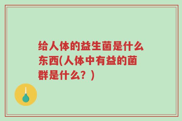 给人体的益生菌是什么东西(人体中有益的菌群是什么?)-第1张图片-超越 给人体的益生菌是什么东西(人体中有益的菌群是什么?)-第1张图片-超越