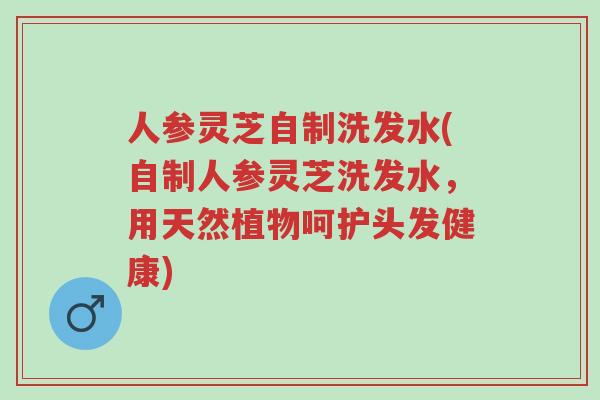 人参灵芝自制洗发水(自制人参灵芝洗发水,用天然植物呵护头发健康)-第1张图片-超越 人参灵芝自制洗发水(自制人参灵芝洗发水,用天然植物呵护头发健康)-第1张图片-超越